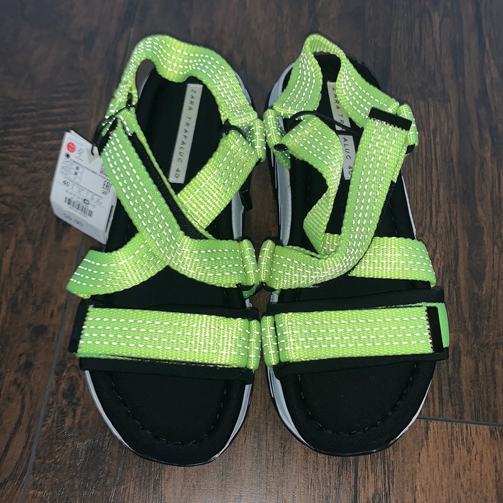Zara neon green yellow athletic platform